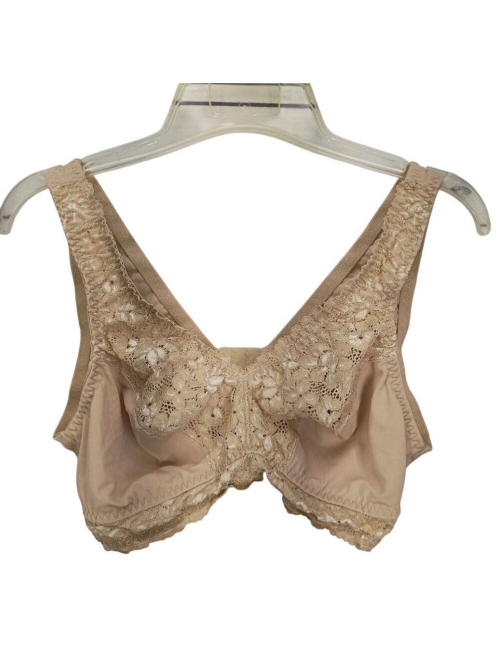 Breezies XL Beige Lace Full Coverage Bra With Adjustable Straps & Back Closure